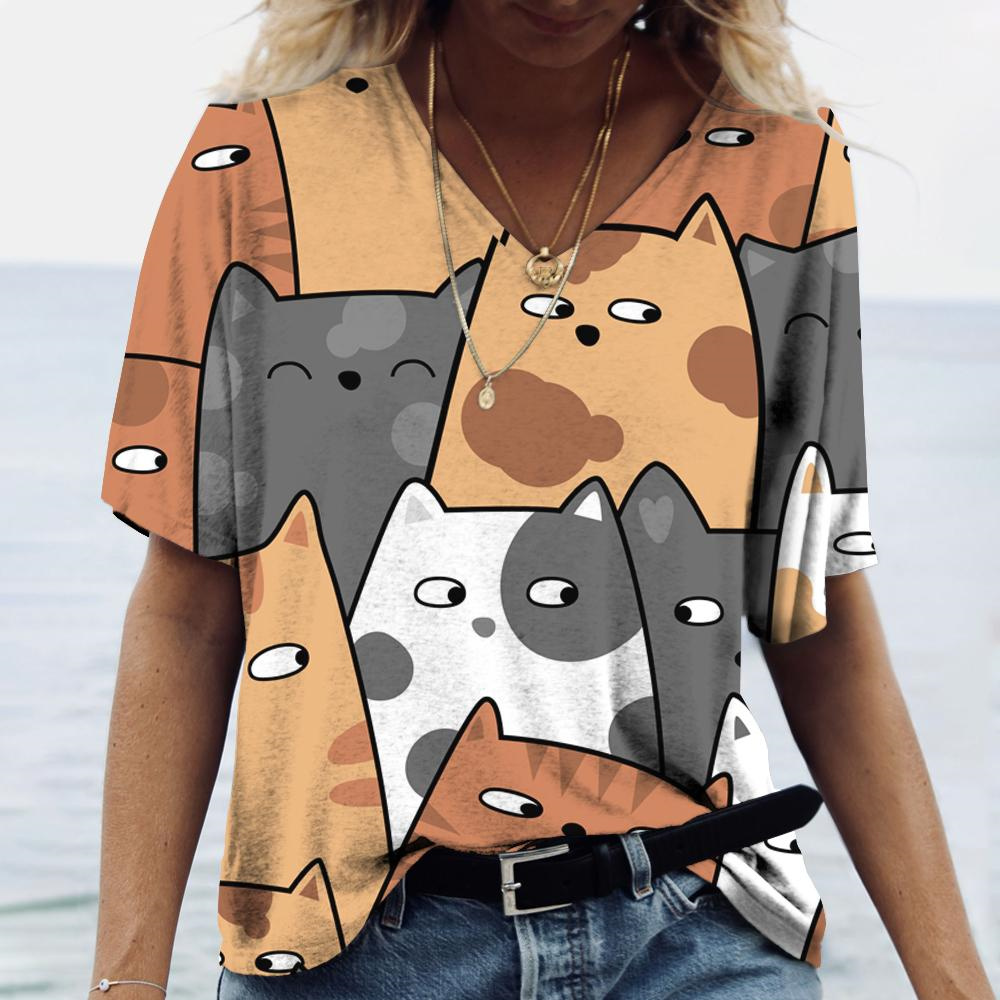 Fashion Street Cat - قمصان نسائية أنيقة بياقة على شكل