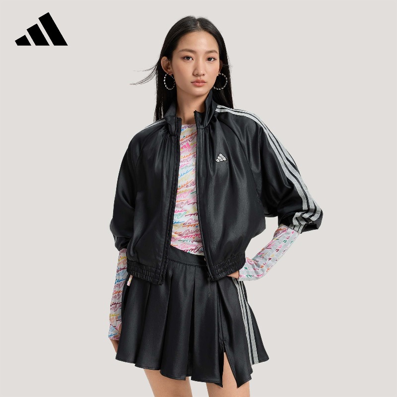 Street Fashion Adidas - جاكيت أديداس منسوج بسحاب غير متماثل،