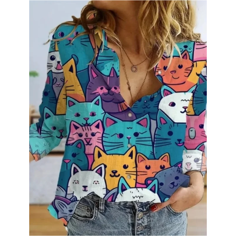 Fashion Street Cat - الخريف النساء الملابس لطيف الحيوان يطبع