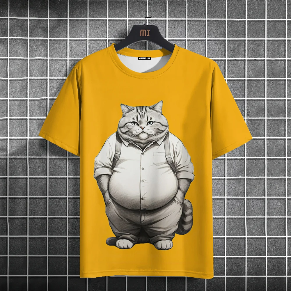 الصيف الرجال تي شيرت متعة القط - مراجعة Fashion Street Cat وسعره